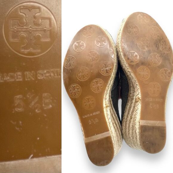 Tory Burch Filipa Espadrille Wedge Heel in Shimmer Pewter Linen Women’s Size 5.5 - Picture 15 of 16